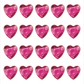 Macro detail of 20 pink heart-shaped acrylic rhinestones for DIY crafts and nail art - 12mm / Rose Red