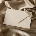 Linen textured cream envelope on champagne silk with dried flowers for invitations - Linen White 10pcs/pack / White