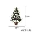 Green enamel Christmas tree brooch with red rhinestones and golden base in 64mm size - Green Enamel Red Stone Pot Style (Christmas Tree 14)