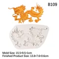Chinese dragon silicone mold for fondant and chocolate with detailed embossed texture - B109 / Gray