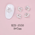 Detailed view of silver starfish nail art charm with five small pearls and 8x7mm dimensions - Abstract Pearl Style (AN50)