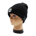 Black knitted beanie hat with integrated LED light and wireless bluetooth music control - 6-LED Bluetooth Style / Deep Heather Grey