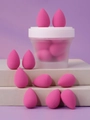Bote de 10 esponjas de maquillaje rosa fucsia en forma de gota para uso en seco - Rosa Rojo