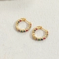 Orecchini a cerchio classici placcati in oro 14K con zirconi quadrati multicolore - Stile Zirconia Multicolore Piccolo (ES2223) / Piccolo Multicolore (ES2223)