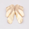 Irregular golden wavy leaf metal earrings with shiny polished geometric surface - Gold