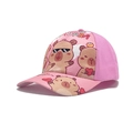 Pink kids baseball cap featuring cute cartoon capybara prints and CAPYBARA text - Pink Capybara