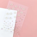 Iridescent 3D rose flower and round rhinestone stickers for fairy makeup or nail art - Ice Transparent Camellia Gems (BJA-649)