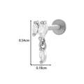 Silver-tone heart chain stud earring with marquise cubic zirconia stones and 0.54cm length - 0194-5# Silver Three Marquise Dangle