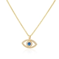 Collana dorata con occhio del male, pietra blu e pavé di zirconi bianchi - Malocchio Oro (Bianco Latte)