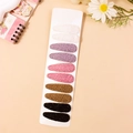 Set of 10 glitter fabric drop hair clips in white pink purple brown and black - Combination 7