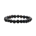 Blue tiger eye and black lava stone beaded stretch bracelet for men and women - 8MM Rose Tiger Eye + Lava Stone