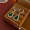 Orecchini a pendente in argento a forma di zucca verde con zirconi in scatola di legno retrò - Orecchini a Cerchio - Verde