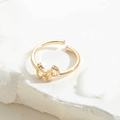 Minimalist gold plated open ring featuring a vintage French style scotty dog silhouette - Dog Pattern Ring