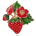 Chic enamel strawberry brooch with red fruit and gold accents for women - Strawberry B07900