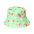 Mint green bucket hat with pink peach and white flower prints for summer sun protection - Peach Print (14)