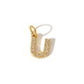 Macro shot of 18K gold plated letter J pendant with micro-set sparkling zircon stones - Letter U Pendant