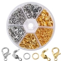 DIY jewelry making kit with lobster clasps and jump rings in a 6-grid storage box - Gold/White K (Clasps+Cord Ends+Rings Set)