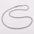 Polished silver stainless steel rope chain necklace with a secure lobster clasp - Silver 4mm 45cm