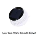 White round solar powered fan for hats with monocrystalline panel and 300mAh capacity - White Round (300mA) / White