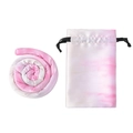 Pink and white marble satin heatless hair curler set with a matching drawstring storage bag - Hair Tie & Bag Set / Tie Dye Pink