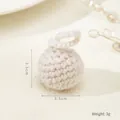 White hand-knitted 3.5cm Christmas tree ball ornament with detailed crochet texture - Beige - 3.5cm Ball