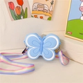 Sac papillon bleu et blanc en silicone pour fille avec bandoulière arc-en-ciel - Papillon / Bleu