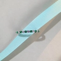 S925 Sterling silver ring featuring alternating emerald green and clear cubic zirconia stones - US 5 / CBJZ003