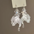 New Chinese style koi fish earrings with hollow metal scales and hanging crystal beads - Silver Hollow Koi (44#)