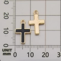 Golden and black enamel cross pendants measured on a scale, size 16mm by 24mm - Black Cross