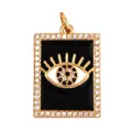 Goldener rechteckiger Evil Eye Anhänger mit Emaille und blauen Zirkonia-Steinen - M915705-Black Schwarzer Rechteckiger Anhänger Mit Bösem Blick