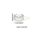 Adjustable silver titanium steel double layer hollow chain ring with minimalist design - TYR0408 / Silver Double Chain Hollow