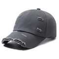 Distressed dark grey baseball cap in washed canvas with torn edge vintage details - Adjustable / Gray