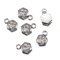 Pendentifs hexagonaux en acier inoxydable avec pierre zircon claire pour bijoux DIY - Hexagone / Argenté