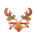 Christmas reindeer glasses frame with red antlers and golden glitter sequins decor - SDYJ-5-8 Coffee Antlers