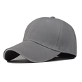 Close-up of dark grey polyester baseball cap showing curved brim and reinforced stitching - Adjustable / Light Gray