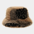 Sombrero de pescador grueso de felpa leopardo para calor invernal y estilo de moda - Estilo Leopardo Marrón (C款)