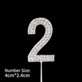Décoration de gâteau chiffre 2 argenté avec strass brillants pour anniversaire - Chiffre 2 en Alliage Argent