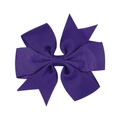 Handmade deep purple grosgrain ribbon bow hair clip with textured ribbed fabric - Deep purple