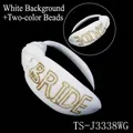 Diadema blanca anudada con letras BRIDE de cuentas doradas para novias - Blanco Anudado con Cuentas-BRIDE