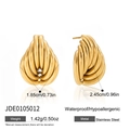 Detalle de pendientes de acero inoxidable de 18K con líneas onduladas fluidas - Dorado (JDE0105012)