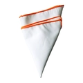 Classic white pocket square with orange contrast stitching in a folded triangle shape - White with Orange Edge (10)