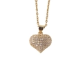 Gold-plated heart pendant necklace featuring shimmering white cubic zirconia stones - Gold with White