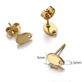 Golden stainless steel oval stud earring base with loop, 8mm x 5mm DIY jewelry finding - 8mm Teardrop / Gold