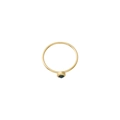 Detailed view of a minimalist gold band ring with a round green gemstone bezel setting - US Size 7 / Gold-Green (May)