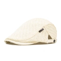 Straw ivy cap in cream white with herringbone texture and adjustable strap for men - Off White