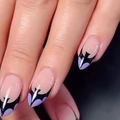 Halloween-Nägel in Mandelform mit fliederfarbenen und schwarzen Fledermaus-Designs - Lila Französischer Fledermaus-Stil - Kleber-Typ (Y-254)