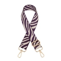 Adjustable purple zebra pattern bag strap with gold metal buckles for shoulder bags - Silver Clasp / Purple