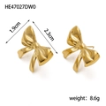 Detailed view of gold bow earrings measuring 1.9x2.3cm with polished metallic finish - HE47027DW0 Gold Polished Bow