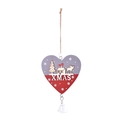 Red and grey wooden heart XMAS ornament with white bell and rustic jute rope - Heart Style