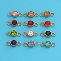 Détails de pendentifs pierres de naissance colorées avec finition dorée et doubles anneaux - Rouge de juillet (SR006) / Or rose